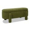 Hugo 49" Oval Fully Upholstered Storage Bench, Moss Green Boucle - as Pic