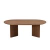 39.37 Inch Modern Coffee Table,MDF Oval Coffee Table for Living Room,Small Coffee Table with Sturdy Pedestal for Apartment,Bedroom - Walnut - MDF