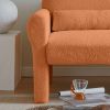 modern boucle accent chair with lumbar pillow for living room  - orange
