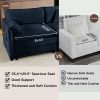 Modular Sectional Sofa, Oversized Deep Seat L Shaped Couch Set for Living Room, 3-Seater Comfy Cloud Couches with Movable Ottoman-Blue