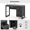 1PC Modern Computer Desk Writing Workstation with Cabinet and Drawer - Black