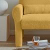 modern boucle accent chair with lumbar pillow for living room  - yellow