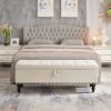 59" Bed Bench Ottoman with Storage Beige Fabric - as Pic