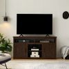 Farmhouse Barn door TV Media Stand Modern Entertainment Console for TV Up to 65" with Open and Closed Storage Space - Espresso - MDF