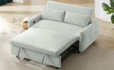 Light Grey-Green 57.48" Pull-out Sofa Bed Convertible Couch 2 Seat Loveseat Sofa Modern Sleeper Sofa with Two Throw Pillows and USB Ports