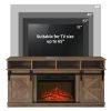 Modern Farmhouse TV Media Stand, Large Barn Inspired Home Entertainment Console, with 23" Fireplace Insert, for TV Up to 65'', Natural Brown