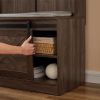 Dark brown, Column Coat Rack with Storage Shoe Cabinet - as picture