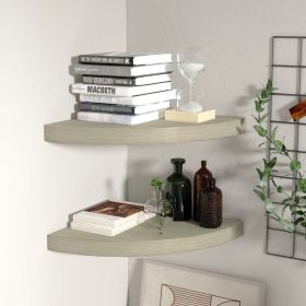 Floating Corner Shelves 2 pcs Oak 13.8"x13.8"x1.5" MDF - Brown