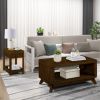 Rectangular Wood Coffee Table for Living Room, 41.5-Inch Coffee Table with Solid Wood Legs, Walnut - as Pic