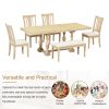 Traditional 6-Piece 78inch Trestle Extendable Dining Table Set with One 18inch Removable Leaf, Padded Dining Chairs and Bench - Natural - Rubber Wood