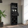 Classic Bar Cabinet, Two Drawers, Twelve Built-in Wine Rack-Black - as Pic