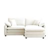 Two-Seater Sofa with One Footrest, L-Shaped 2-Seater Sofa with Ottoman for Small Living Spaces, Beige Corduroy - as Pic