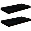 Floating Wall Shelves 2 pcs High Gloss Black 19.7"x9.1"x1.5" MDF - Black