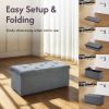Folding Storage Ottoman Bench, Ottoman Foot Rest, End of Bed Bench, Storage Chest- Gray - Polyester