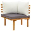 9 Piece Patio Lounge Set with Cushions Solid Acacia Wood - Brown