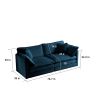 3 Piece Sofa Set with Arm Pillows and Toss Pillows , Sofa Set Include 2- Piece of Arm Chair and One 2-seat Sofa, Blue Chenille