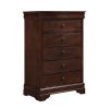 Louis Philippe Style 1pc Chest of Drawers Brown Cherry Finish Okume Veneer Bedroom Furniture - Brown Mix