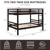 Full over Full Bunk Bed with Thick Posts,Wooden Bunk Bed with High Guardrail and Ladder- Espresso - Wood