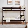Twin over Twin Bunk Bed with Thick Posts,Wooden Bunk Bed with High Guardrail and Ladder for Kids, Teens, Dorm Rooms- Espresso - Wood