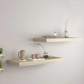 Floating Wall Shelves 2 pcs Oak 23.6"x9.3"x1.5" MDF - Brown
