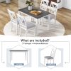 Rustic Minimalist Wood 5-Piece Dining Table Set with 4 X-Back Chairs for Small Places - Grey - Solid Wood