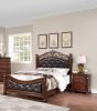 Formal Traditional Dark Cherry 1pc Queen Size Bed Tufted Faux Leather Headboard Footboard Bedframe - as Pic