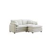 Two-Seater Sofa with One Footrest, L-Shaped 2-Seater Sofa with Ottoman for Small Living Spaces, Beige Corduroy - as Pic