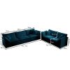 Sofa Set of 2 Chenille Couch, 2+3 Seater Sofa Set Deep Seat Sofa, Modern Sofa Set for Living Room, Blue Chenille - as Pic