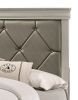 Modern 1pc Beige Champagne Finish Full Size Panel Bed Wooden Crocodile Texture PU Upholstered Headboard Crystal-Like Button Tufted Fabric