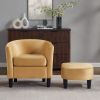 Velvet Accent Chair with Ottoman, Modern Barrel Chair Armchair for Living Room, Bedroom, Yellow - Yellow - Chenille