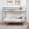 Full over Full Bunk Bed with Ladder,Wooden Bunk Bed with High Guardrail and Ladder for Kids, Teens, Dorm Rooms, and Guest Rooms- Grey - Wood
