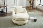 Swivel Chair, 360 Swivel Accent Chair, Faux Leather Barrel Chair Club Chair, Padded Single Chair for Living Room/Bedroom/Study/Waiting Room - as Pic