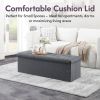 Folding Storage Ottoman Bench, Ottoman Foot Rest, End of Bed Bench, Storage Chest, with Flipping Lid - Gray - Polyester
