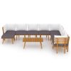 9 Piece Patio Lounge Set with Cushions Solid Acacia Wood - Brown