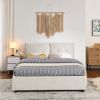 Queen Size Storage Upholstered Hydraulic Platform Bed with Integrated Headboard, Chenille Fabric, Beige - as Pic