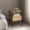 Set of 2, 15.75" Rattan End table with drawer, Modern nightstand, metal legs,side table for living room, bedroom,natural - as Pic