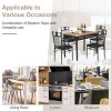5 Pieces Dining Set Wood Metal Table and 4 Chairs with Cushions - Black