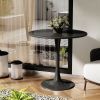 Black Round Table, Modern Dining Table, MDF Top and Steel Base Tulip Round Kitchen Table, 24 inch