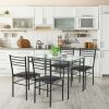5 Pieces Dining Set with Tempered Glass Top Table and 4 Upholstered Chairs - As the picture shows