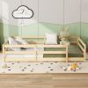 Full Size Floor Bed, Montessori Floor Bed with Fence, Kids Montessori Bed Full Size, Wood Montessori Floor Bed for Kids, Girls, Boys (NATURAL)