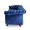 Classic 3-Seater Velvet Sofa in Navy Blue, Offering Timeless Elegance and Luxurious Comfort for Your Living Space