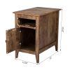 Modern Farmhouse Nightstand Set of 2; Wooden Bedside End Table with Switchable Door; Open Shelf; Hidden Storage- Brown