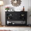 Sideboard Buffet Console Table, Media Cabinet with Adjustable Shelves, Black - as Pic