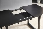 Square Extendable Dining Table with metal leg,Modern Space Saving Kitchen Table for Living Room( 70.86" W x 31.5" D x 29.5" H) - Black - MDF+Metal