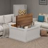 31.5" Farmhouse Coffee Table, Square Wood Center Table with Hinged Lift Top, Rustic Cocktail Table with Large Hidden Storage Compartment-White