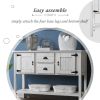 48'' Solid Wood Sideboard Console Table with 2 Drawers and Cabinets and Bottom Shelf, Retro Style Storage Dining Buffet Server Cabinet-Antique White