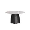 53" Round Marble Dining Table with Black Textured Solid Wood Base, Artificial Marble for 6 People(Dining Table Only) - as Pic