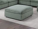 Sage Color 8pc Modular Sectional Set Corduroy Upholstery Couch 3x Corner wedge, 3x Armless Chairs 2x Ottomans Living Room Furniture - as Pic