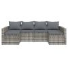 2 Piece Patio Lounge Set with Cushions Gray Poly Rattan - Gray