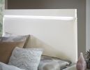 White High Gloss Finish Modern Full Bed 1pc LED Light Headboard Faux Leather Upholstered Wooden Furniture - as Pic